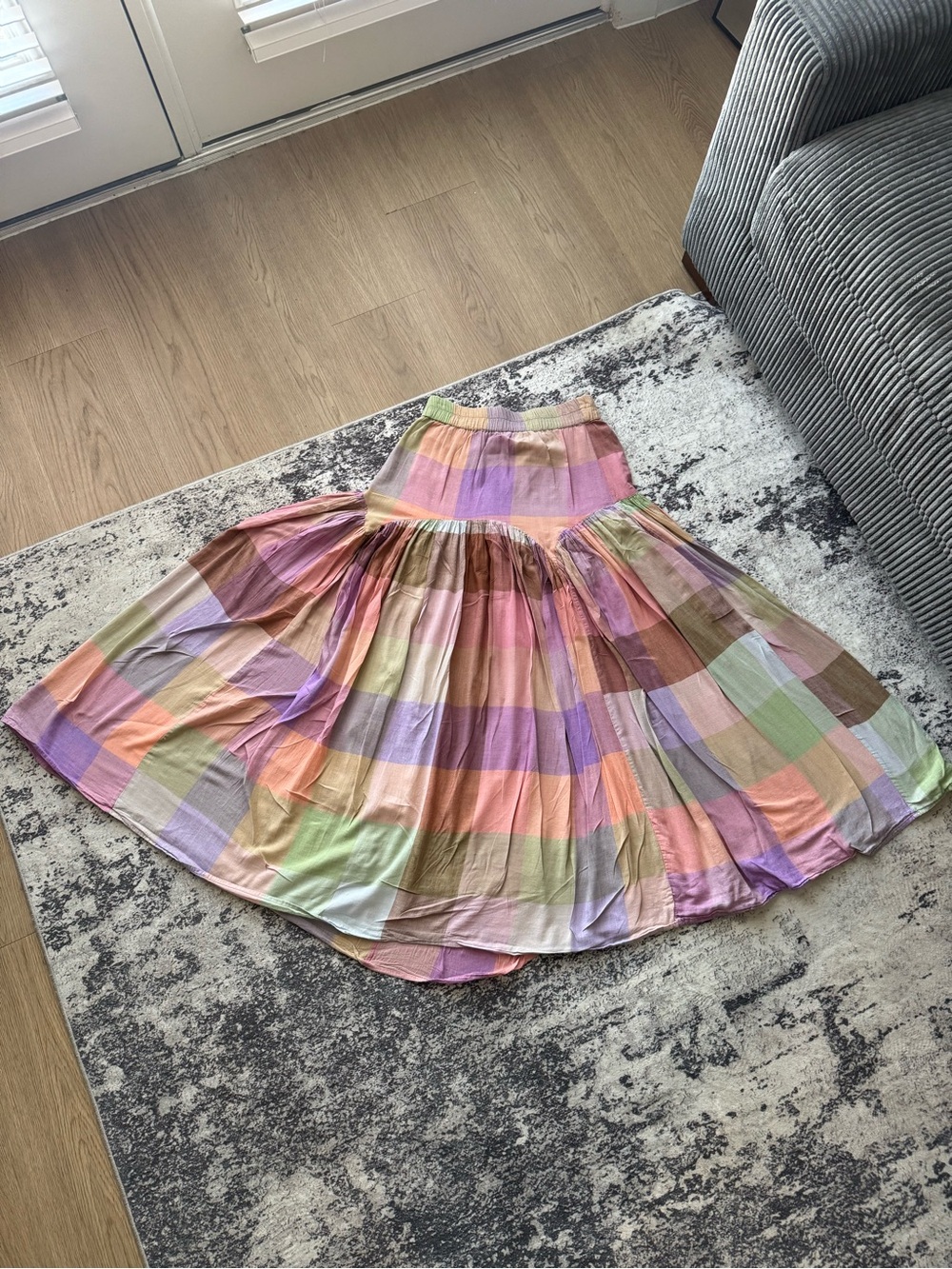 Rujuta Sheth / leyla Pastel Plaid Maxi Skirt - Multicolor S - Picture 3 of 4